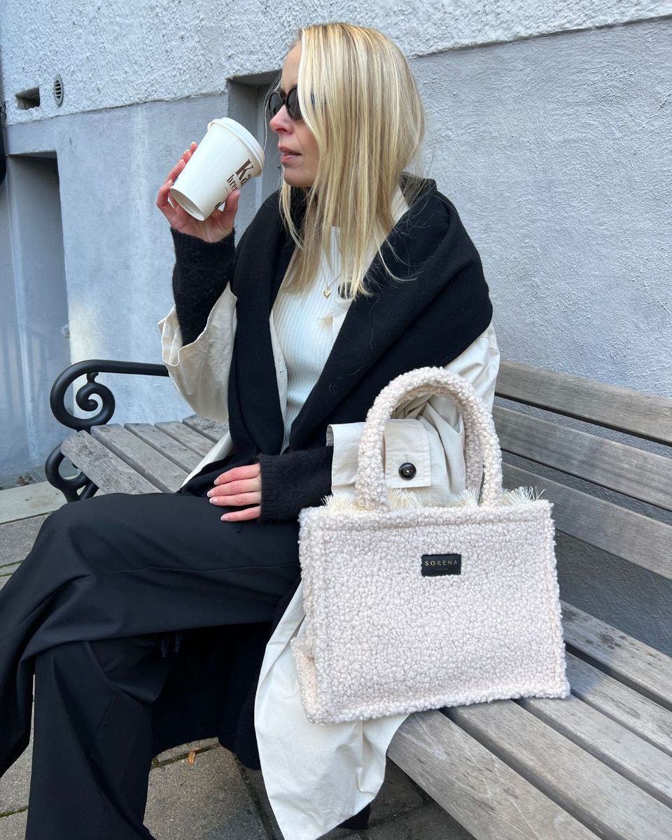 Sorena Teddy Beige Medium Tote Bag